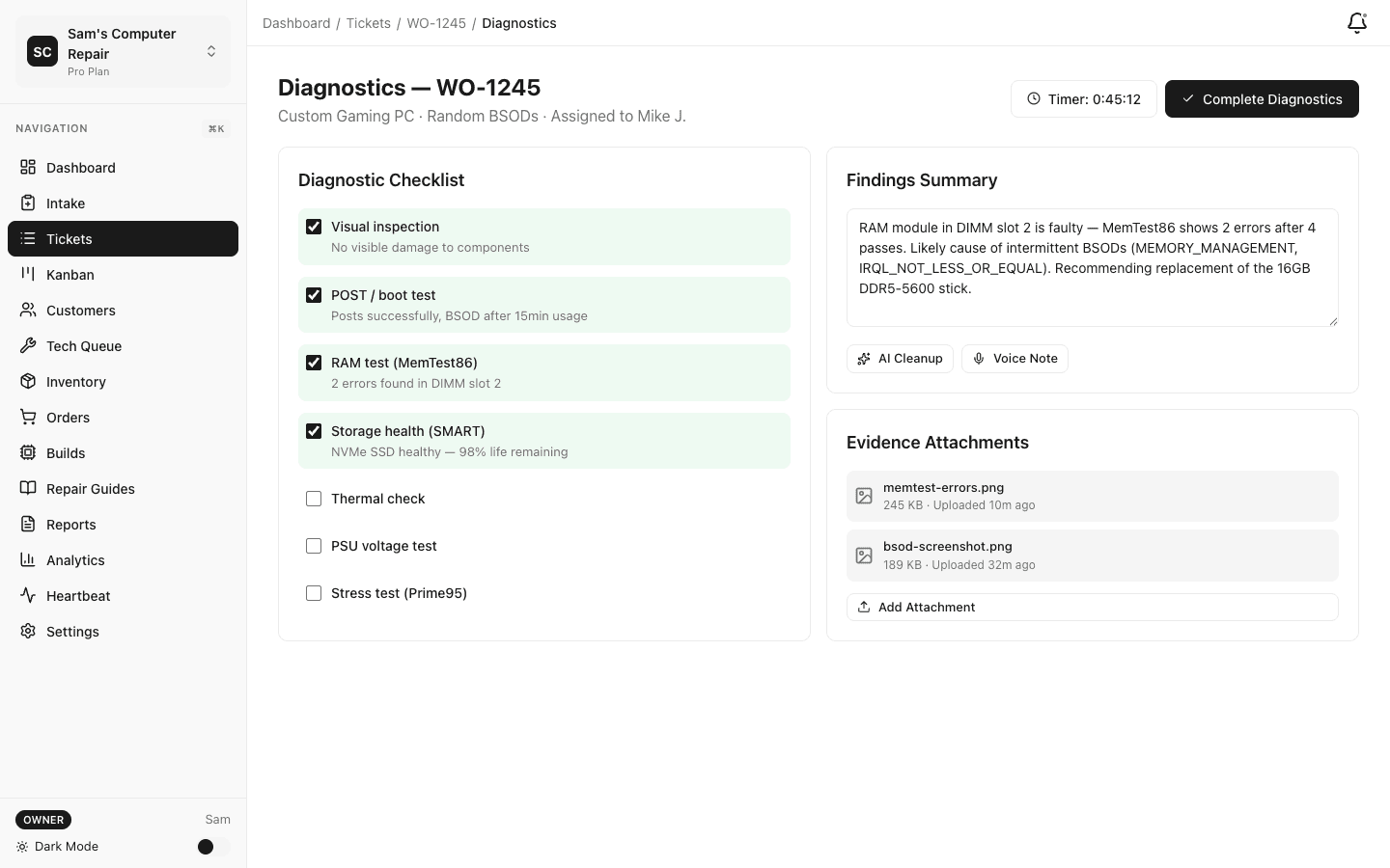 AI-assisted diagnostic workspace
