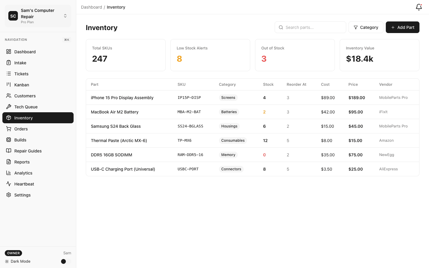 Inventory management with POS integration
