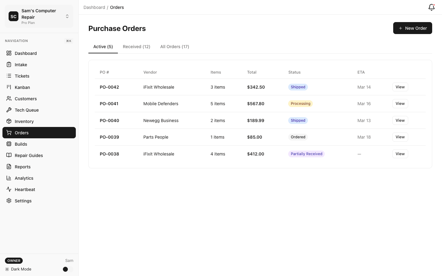 Purchase order management