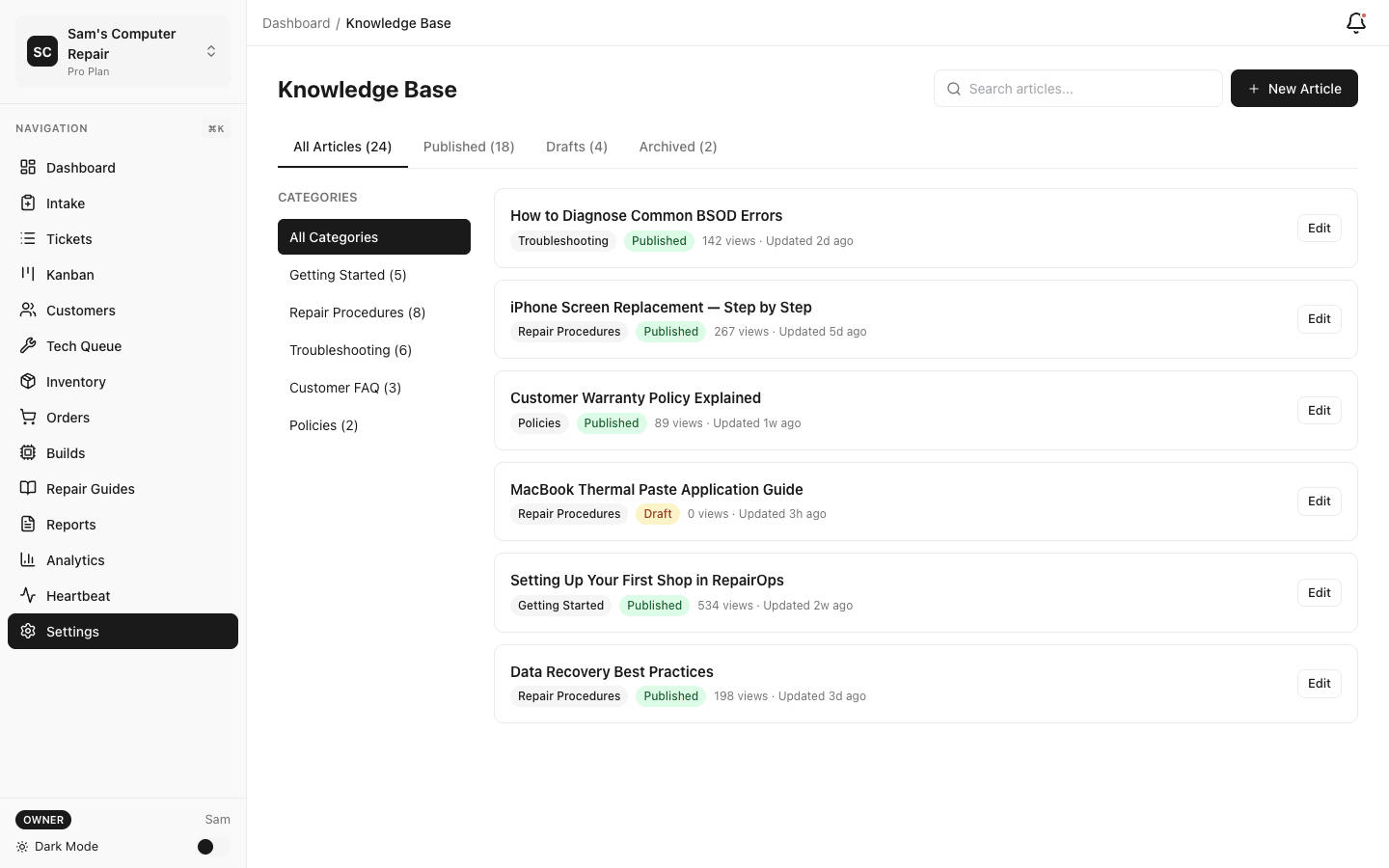 Knowledge base browsing and AI chat search